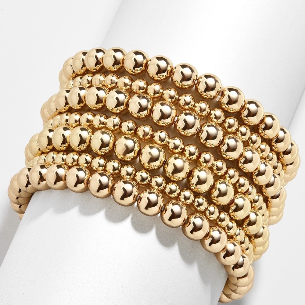 BaubleBar Pisa Gold Bead Stretch Bracelet Set of 4